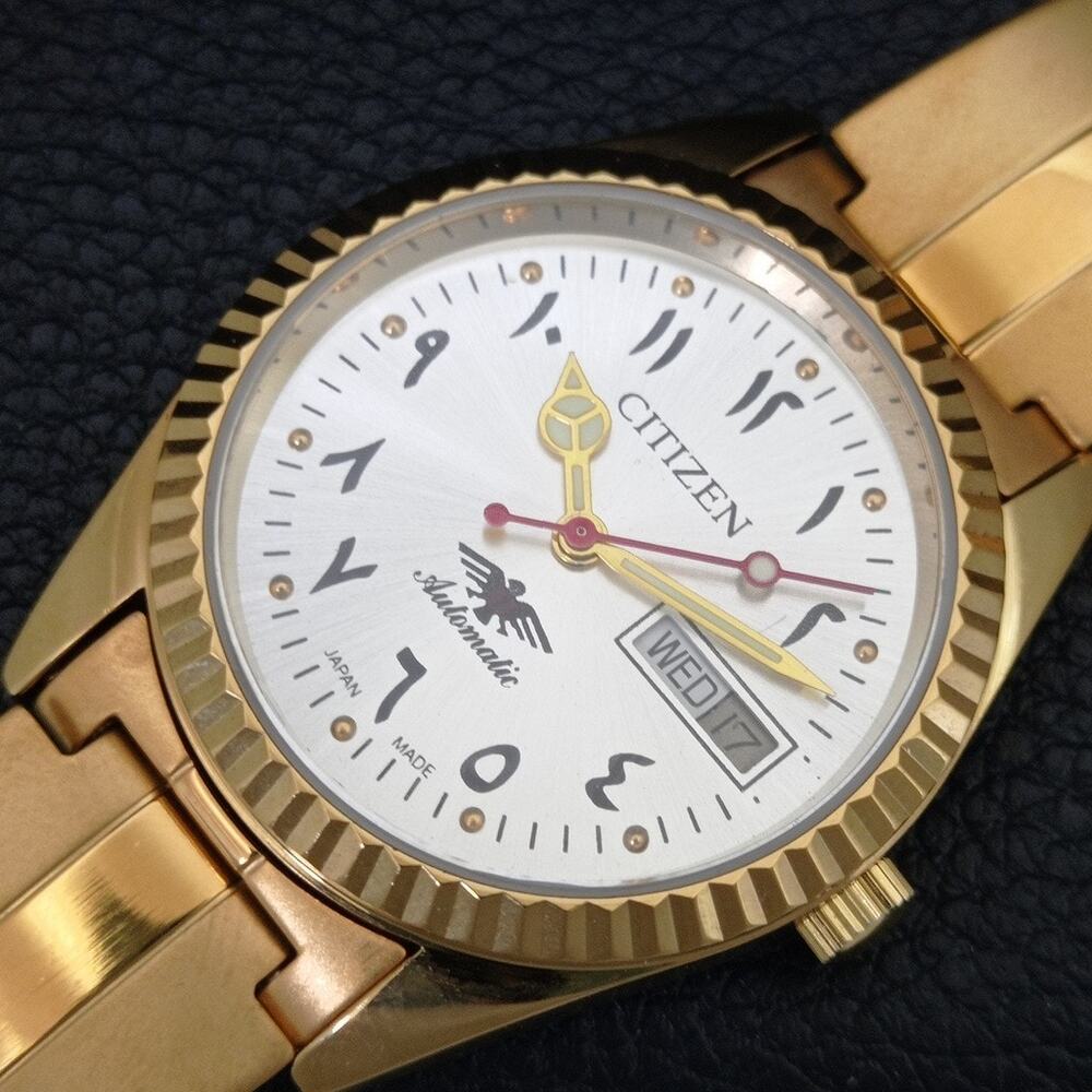 Vintage 1972 Citizen Automatic Mens Gold Watch W/daydate & White accents - Picture 6 of 10